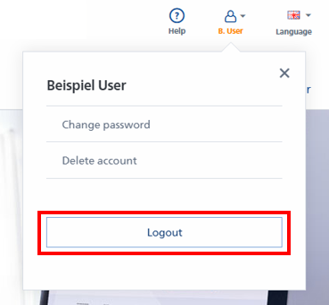 User interface with options for 'Change Password,' 'Delete Account,' and a prominent 'Logout' button.