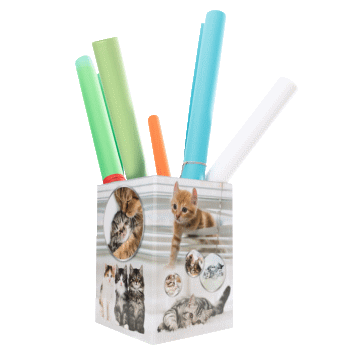 Cat-themed trash bin