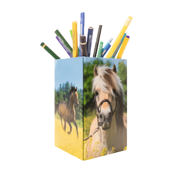 Pen holder with horse motif
