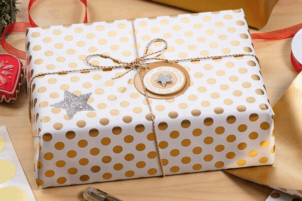 Gift with a Christmas gift tag