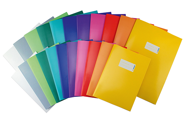 Illustration of cardboard folder covers in various colors.