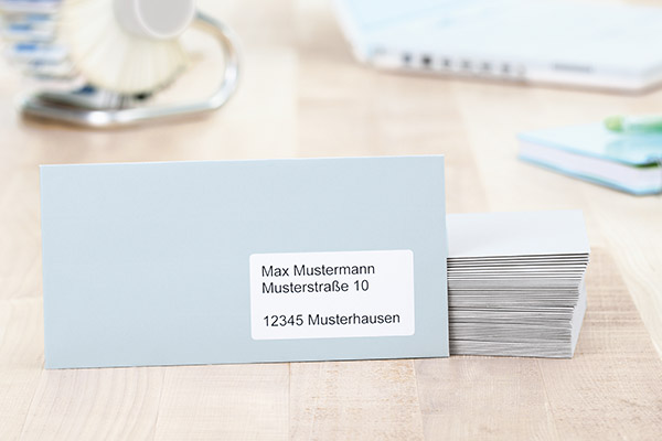 Long address label on envelope