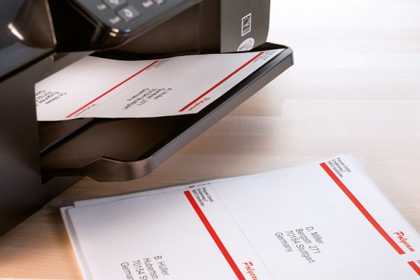 Address labels in the printer