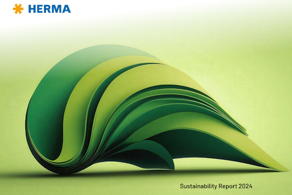 Green, winding paper shapes on a light background, with the text 'Sustainability Report 2024' at the bottom.