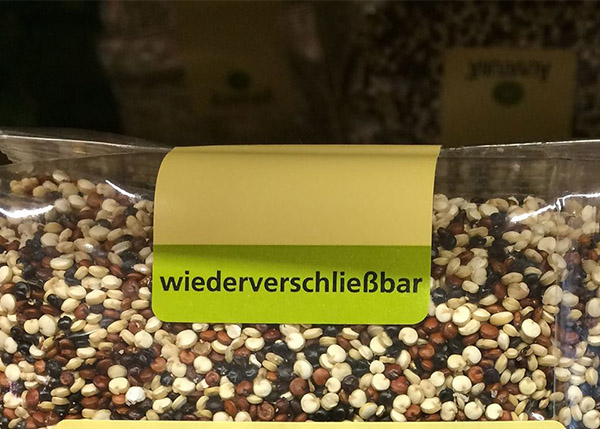 Resealable label food labelling at HERMA