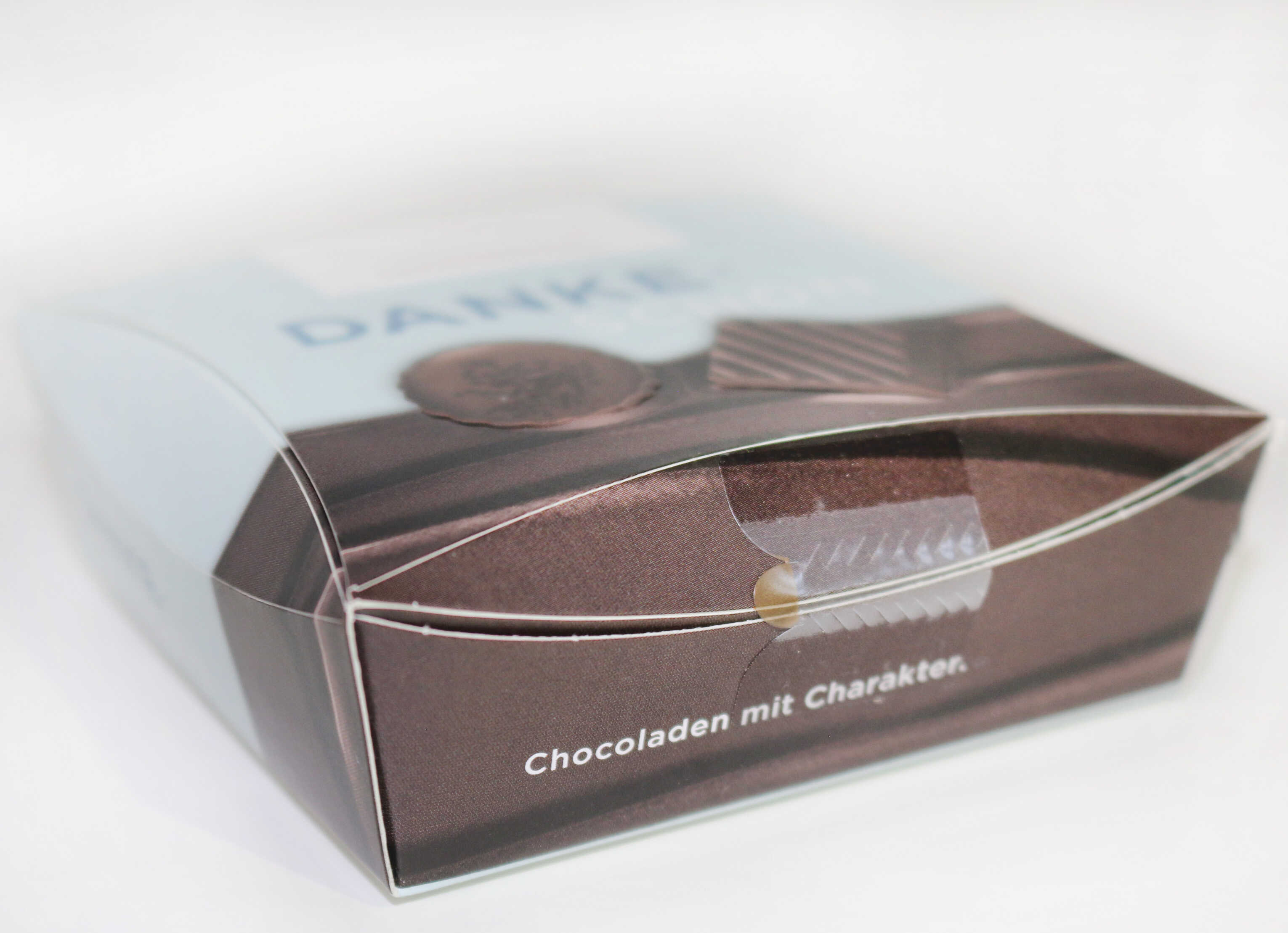 Box of chocolates, labelled with 'Thank You' and the text 'Chocolates with Character.