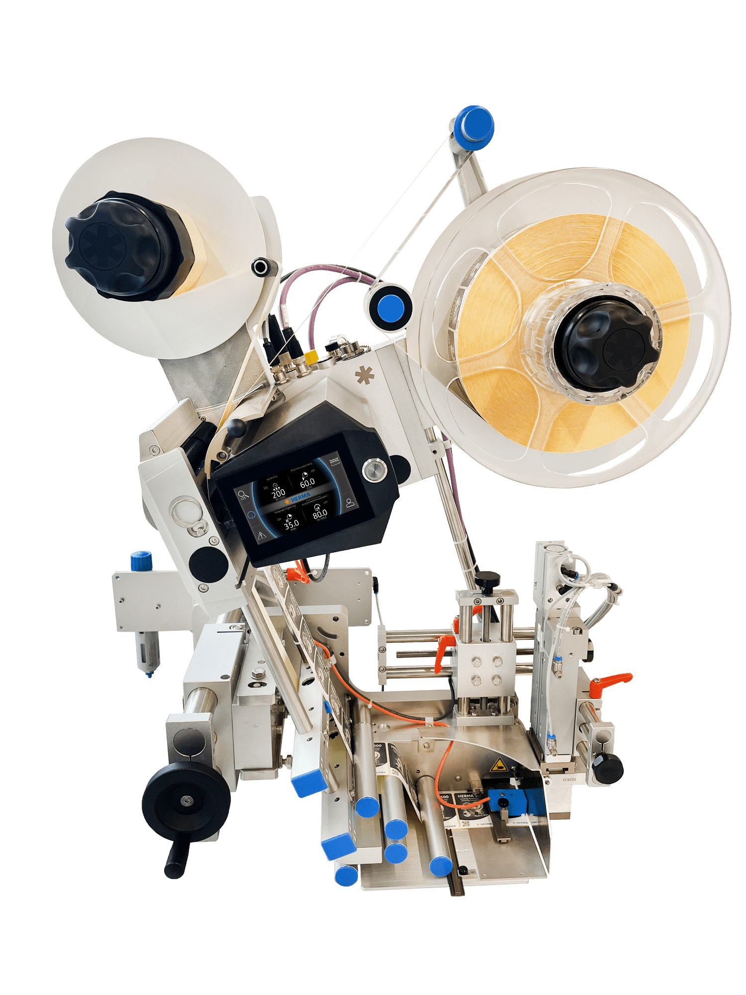 A complex machine with two coils, a control panel, and various mechanical components designed for industrial applications.