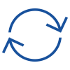 Blue circular symbol with two arrows representing a cycle, commonly used for updates or synchronisation.