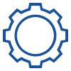 Blue gear icon with an inner circle, commonly used for settings or technical options.