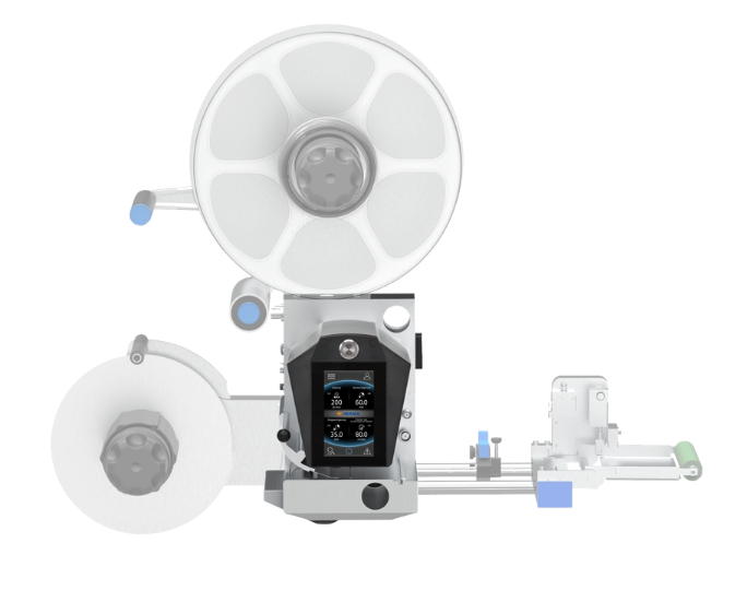 Medical device with two large wheels, a control panel in the centre, and various connections for use in patient care.
