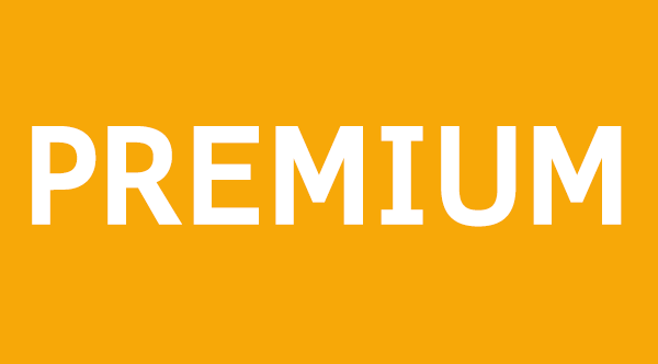 Premium in large white letters on an orange background.