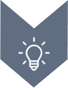 A gray symbol with a light bulb in the centre, surrounded by rays representing light.