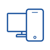 Symbol of a computer alongside a smartphone, presented together to represent digital devices.