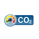CO2 meter with a scale in red, yellow, and green to display carbon dioxide levels.
