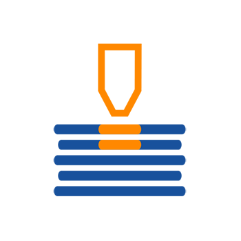 A stylized symbol of a pen over several stacked lines, representing creativity or writing.
