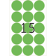 Grüne Kreise auf weißem Hintergrund mit der Zahl 15 in der Mitte.