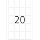 Eine weiße Tafel mit der großen Zahl 20 in der Mitte, umgeben von leeren Kästchen.