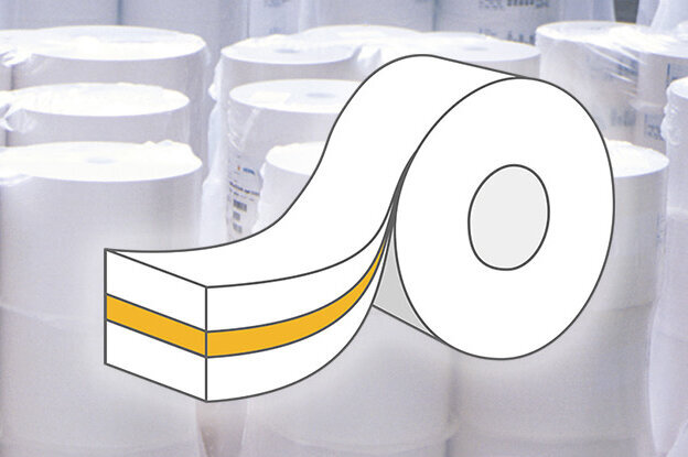 The translation of "Haftmaterial Rolle Klebstoff" is "Adhesive Material Roll Glue.