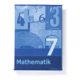 Ein blaues Mathematikbuch mit der Zahl 7 und verschiedenen Zahlen im Hintergrund. Der Titel "Mathematik" ist deutlich sichtbar.