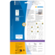 Rückseite einer Verpackung mit Informationen zu HERMA-Produkten, einschließlich Anleitungen und Softwarehinweisen.