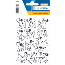 Aufkleber mit verschiedenen Dalmatiner-Hunden in schwarz-weiß, in unterschiedlichen Posen und Größen.