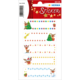 Weihnachtliche Aufkleber mit Motiven wie Weihnachtsbäumen, Rentieren, Geschenken und Schneemännern in bunten Farben.