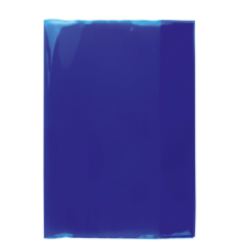 Ein blauer, glänzender Umschlag oder eine Hülle, die eine einheitliche, glatte Oberfläche zeigt.