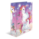 Ein Ordner mit buntem Einhorn-Motiv, das ein großes und ein kleines Einhorn sowie Schmetterlinge zeigt, auf einem pastellfarbenen Hintergrund.