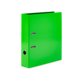 Ein leuchtend grüner Ordner mit zwei Metallklammern und einer Öffnung an der Seite.