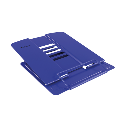 Blauer Ordner mit Klappen und einem transparenten Halter, geeignet für die Aufbewahrung von Dokumenten.