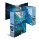 A binder with an underwater design featuring dolphins in a blue ocean, complete with waves and rays of light.