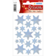 Blaue Sternaufkleber in verschiedenen Größen, verziert mit glitzernden Elementen, auf einer Verpackung mit dem Titel "Stickers".