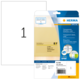 Transparente Etiketten von Herma, matt, 210 x 297 mm, Verpackung zeigt Produktdetails und Anwendungsbeispiele.