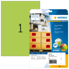 Neon-Etiketten-Packung mit der Nummer 1, enthält 210 Etiketten in verschiedenen Farben, geeignet für Beschriftungen und Organisation.