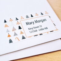Envelope with address label in festive Christmas design