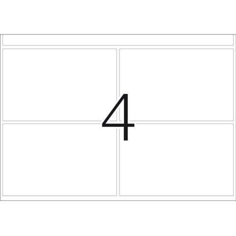 Eine große, schwarze Zahl „4“ in der Mitte eines weißen Rahmens mit mehreren leeren Feldern.