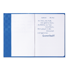 Gedicht vom 23. Mai über ein Huhn, das Blätter von einem Gummibaum nimmt und einen Gummiball im Hühnerstall hinterlässt.