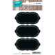 Schwarze Tafelsprüche-Sticker in drei dekorativen Formen, ideal zum Beschriften und Dekorieren von Oberflächen.