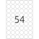 Eine große Zahl "54" in der Mitte eines Rasters mit vielen leeren Kreisen.