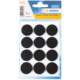 Schwarze Filzgleiter in einer Verpackung mit 12 runden Pads, Durchmesser 22 mm, geeignet für Möbel oder Bastelprojekte.