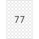 Eine große Zahl "77" in der Mitte eines Rasters aus vielen leeren Kreisen.