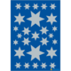 Ein blauer Hintergrund mit verschiedenen grauen Sternen in unterschiedlichen Größen und Anordnungen.