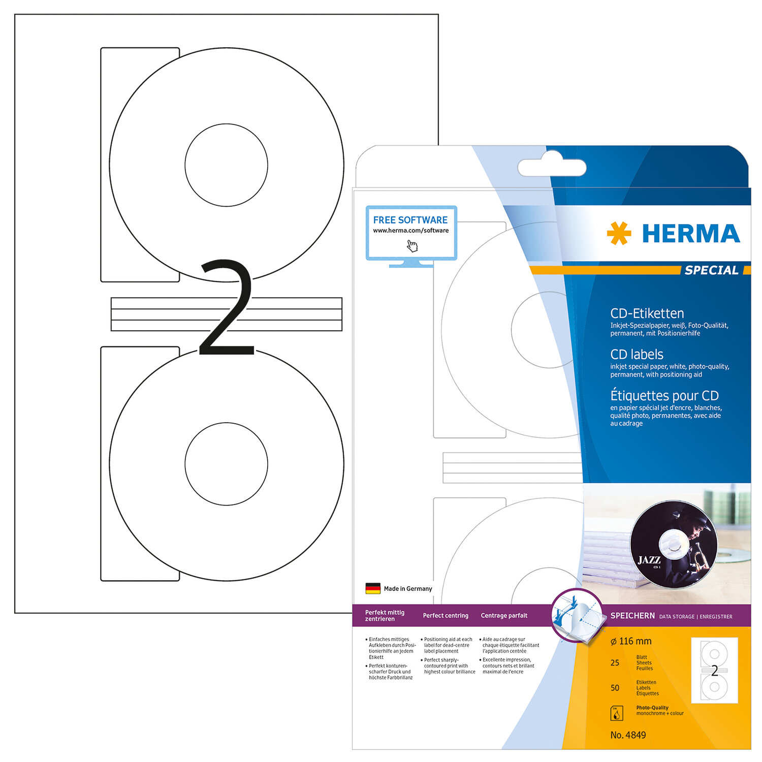 CD labels A4, InkPrint PhotoQuality, 4849