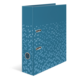Blauer Ordner mit geometrischem Muster und zwei Einschüben auf der Vorderseite.