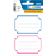 Packung mit 12 Etiketten in Blau und Pink, jeweils mit Linien zum Beschriften, geeignet für verschiedene Anwendungen.