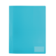 Blauer Ordner mit transparentem Cover, geeignet zur Aufbewahrung von Dokumenten.