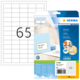 Etikettenpackung von Herma mit 65 Etiketten, inklusive Beispieletikett für "MR. SUNNY" und Informationen zur Software.