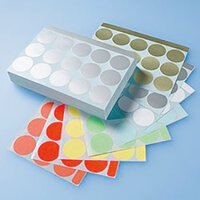 Round printer labels in various colors