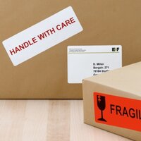 HERMA shipping instructions affixed to boxes