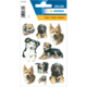 Aufkleber mit verschiedenen Hunden in unterschiedlichen Posen und Rassen, ideal für Dekoration oder Bastelprojekte.